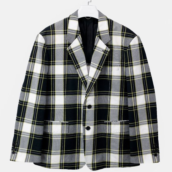 John Lawrence Sullivan Black and White Plaid Jacket - Picture 1 of 11